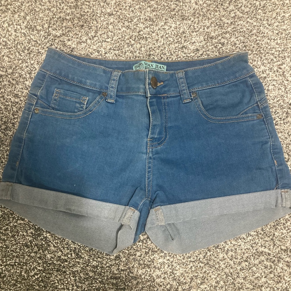 Juniors: Small, Wax Jean Demin Shorts